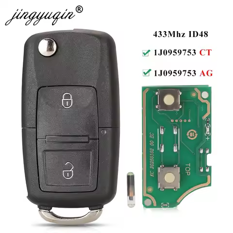 jingyuqin 2BTN Flip Remote Car Key Fob For VW Bora Golf Polo Passat Touran Seat Skoda 434MHz ID48 Ch