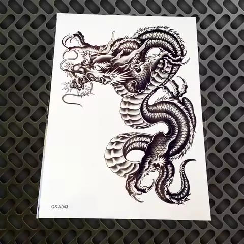 Large! 15*21CM 3D Men's Temporary Tattoo Stickers GQS-A043 Chinese Black Dragon Design Totem Fake Ch