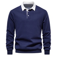 2024 Long-Sleeved Polo Collar Sweatshirt Trendy European Size Men's Sweatshirt High-Quality Casual A
