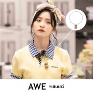 สร้อยคอหมีน่ารัก AWE Pink Diamond Flower Christmas Sweater Chain Fresh out Original Design Titanium 