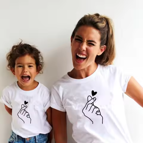 Funny Mommy and Me Clothes Baby Girl T-shirts and Women T Shirt Family Matching Clothes Summer Thin 