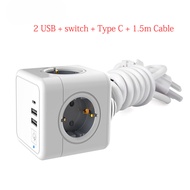 ปลั๊กไฟ EU ปลั๊ก USB Wall Extension Socket ตัวแปลงอัจฉริยะเต้าเสียบสายไฟ Multi Extension Home Travel