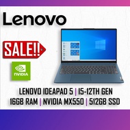 Lenovo Ideapad 5 15IAUL7, Intel i5-12th Gen/ 16GB RAM/ 512GB SSD/ NVIDIA® GeForce MX550