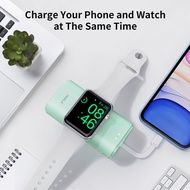 iWALK Charging Station for Apple Watch Phone 3-in-1 Portable Charger, 9000 mAh Power Bank with Cable