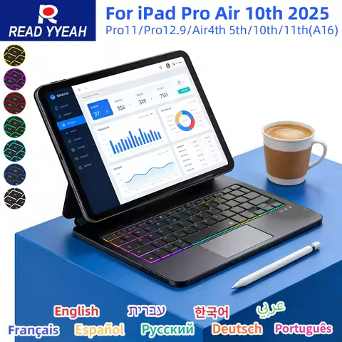 Bluetooth Wireless Magic Keyboard for iPad Air 4 5 10.9in 10th iPad A16 2025 Pro 12.9in 2018-2025 Ta
