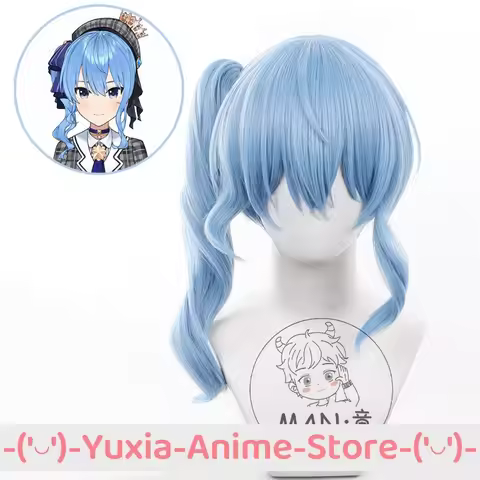 VTuber Hoshimachi Suisei Cosplay Wig Anime Game Roleplay Party Costume Prop Synthetic Hair Heat Resi