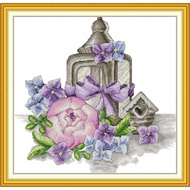 Joy Sunday Stamped Cross Stitch Ktis DMC Threads Chinese Cross Stitch Set DIY Needlework Embroidery Kit-Spring of Flowers and Horse Lanterns