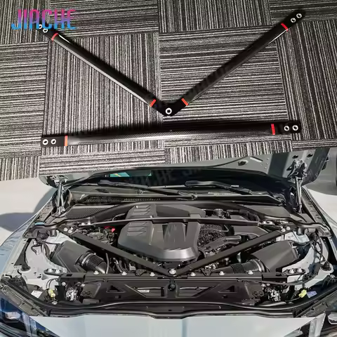 Dry Carbon Fiber For BMW G80 G82 G83 M3 M4 2021+ Engine Bonnet Hood Engine Strut Brace Tower Bar Car