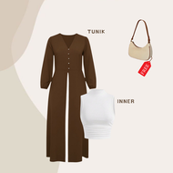 OOTD Cewek Bumi | Rok Plisket Marble - Tunik Crinkle - Tanktop Jersey Putih - Hijab Bella Square I36