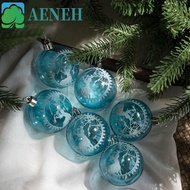 AENEH 6pcs/set Christmas Snow Balls Pendant, Transparent Elk Deer/House Xmas Ball Ornament, White Sn