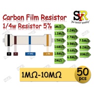 1M ohm~10M ohm 10 Pcs / 50 Pcs Carbon Film Resistor Perintang 1/4Watt  0.25w 5% - Electronic Compone