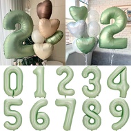 New 40inch Vintage Green Number Balloon with Heart Balloons for 30 40 50 60 70 Happy Birthday Party 