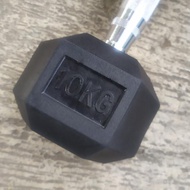 Kettler Fixed Hexagonal Dumbbell 10 Kg Rubber Coated Hex Dumbbell 10 Kg