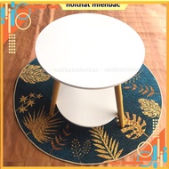 (Table + Round carpet) 2-storey round tea table set with bali round carpet or round fur carpet