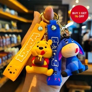 Cute Winnie the Pooh cartoon doll keychain, Eeyore doll schoolbag pendant, car keychain, couple keyc