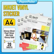 Vinyl Sticker Waterproof A4 Glossy Sliver / Pearl Sliver 20Sheets/Pack ITech Brand High Quality