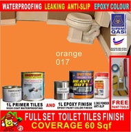 FULL SET Epoxy Floor Coating [FREE Painting Tool Set] 1L - 017 Orange • Package A