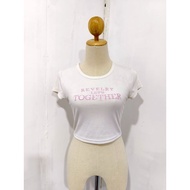 Second-Hand Clothes S Lovito Brand Crop Top Sweet Pink Font Embroidery