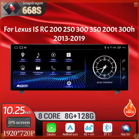 10.25" For Lexus IS RC 200 250 300 350 200t 300h 2013-2019 Android 14 Car Radio Multimedia CarPlay S