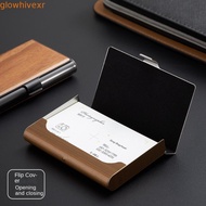 GLOWHIVE Business Card Holder Wooden Fashion Display Stander Office Supplies Stainless Steel Cards C