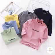 Thermal long-sleeved shirt for boys and girls with 3 cm high collar, soft, warm cotton felt fabric, 