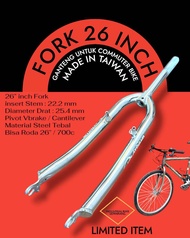 ( FORK 26 CROOM PLATINUM BLOATED ) Garpu Sepeda Mtb Federal Commuter 26 inch Drat 25.4 mm Forks