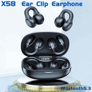 New TWS X58 Ear Clip Earphone Wireless Bluetooth 5.3 Bone Conduction With Mic HD Calls Noise Reducti
