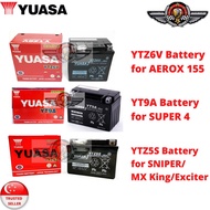 YUASA MOTORCYCLE  BATTERY YTZ6V AEROX/ YT9A SUPER 4/ YTZ5S SNIPER, MX King, Exciter