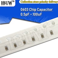 100PCS 0603 SMD Chip Multilayer Ceramic Capacitor 120pF - 22uF  120pF 1nF 10nF 15nF 100nF 0.1uF 1uF 