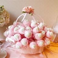 義大利草莓造型大棉花糖X50支+小提籃x1個 活動禮贈品 生日 婚禮