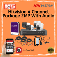 CCTV Package Hikvision 4 Channel 4 Camera 2MP 1080P with Audio