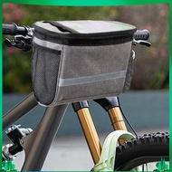 [Isuwaxa] Bike Handlebar Bag Multifunctional Reflective Stripe Bike Basket Front Bag