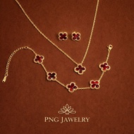 Clover Set, Beautiful Women's Fashion Accessories, Latest Anti-Rust Aloha Maroon Model
