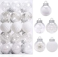 KiKom Christmas Bauble Set of 30 Clear Plastic Christmas Baubles for Holiday Wedding Christmas Decor