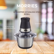 MORRIES 1L Chopper w/SS Bowl & 4 SS Blades MS726KTSS
