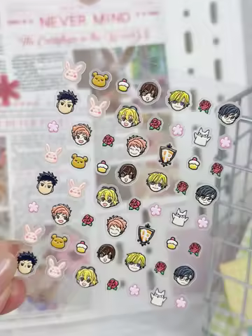 Otaku Merch Embossed Chibi Big Head Kawaii Haruhi Fujioka Tamaki Suou Kaoru Hitachiin Nail Stickers 