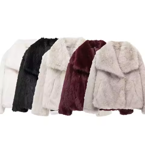 MUJER 2025 Faux Fur Coat Women Fluffy Women's Winter Jacket Long Sleeve Warm Winter Woman Coat Luxur