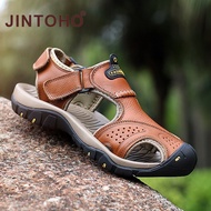 Male Sandals Luxury Men Genuine Leather Sandals Summer Beach Leather Shoes