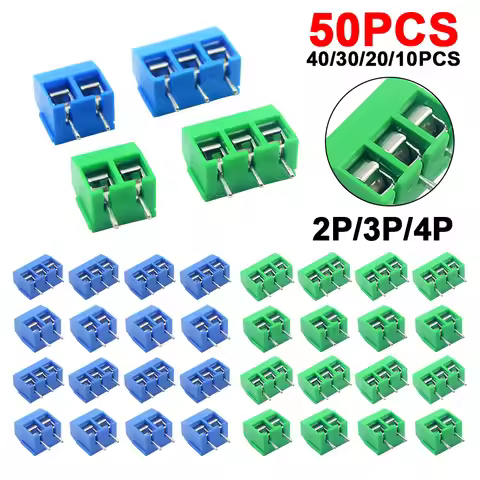 10/50PCS PCB Terminal Block Connector Pitch 5.0mm KF301 Straight Pin 2P 3P Screw PCB Terminal Blocks