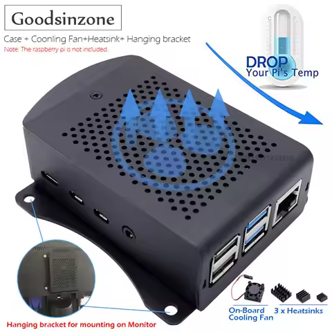 Raspberry Pi 4 Model B Aluminum Case with Cooling Fan Heatsinks Kit, Metal Shell Box with Onboard Co