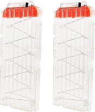 BOROLA 2 Pack 12-Darts Quick Reload Magazine Clips Compatible for NERF Elite Blasters Soft Dart Clip for Toy Gun(Transparent)