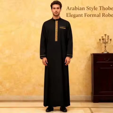 New Muslim Men Robe Abaya Ethnic Wind Sleeve Embroidery Festival Casual Men Abaya Middle East Arab C