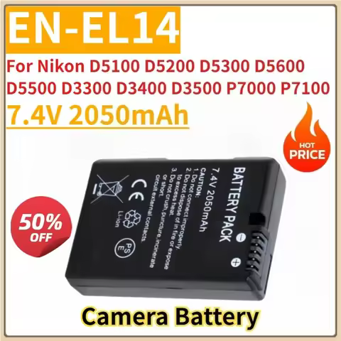 New Replacement Camera Battery 7.4V 2050mAh EN-EL14 for Nikon D5100 D5200 D5300 D5600 D5500 D3300 D3