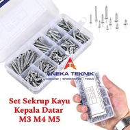 Flat Head Wood Screw Set Self Tapping Screw Flat Head M3 M4 M5 Flat Head Screw Kit 10 Sizes