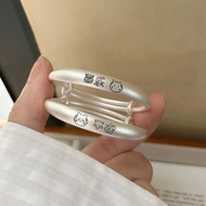 2024 White Copper Silver Plated Chenlong Baby Pure Bracelet Ox Newborn Baby Child Full Moon Silver B