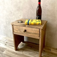 衣櫃仿古沙發邊桌可愛復古四腿邊桌架子抽屜收納棕H38