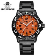 ADDIES Top Men's Military Luminous Watch Outdoor Sports 50m Waterproof Watch Nylon 316 Stainless Orange Men Quartz Watches