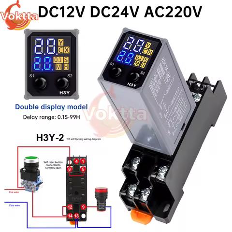 DC12V DC24V AC220V Digital Time Relay Mini Power-on Delay Controller Time Relay Cycle Time Control D