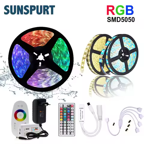 5M-20M SMD2835 5050 LED Strip DC12V RGB / RGBW / RGBWW Flexible Light Tape RGB Color LED Strip Set +