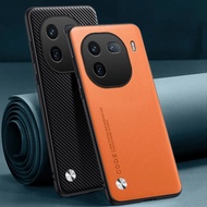 Luxury PU Leather Case For Vivo iQOO 12 Pro 12Pro Back Cover Matte TPU Silicone Protection Phone Cas